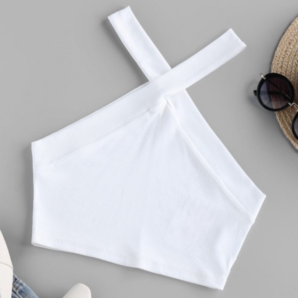 Ribbed Cut Away Crop Top